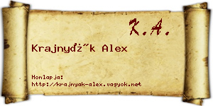 Krajnyák Alex névjegykártya